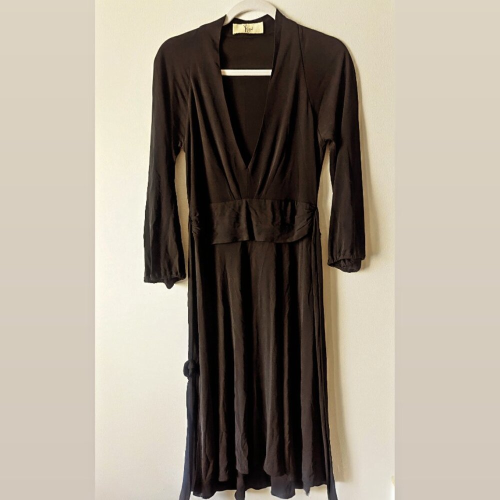 Yigal AgYigal Azrouel Black Midi Dress with Lace Waist Detail NWT Size 4
